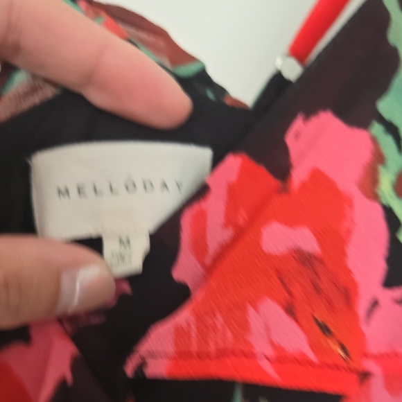 MELLODAY Asymmetrical Dress - Black and Red Floral - Picture 5 of 5